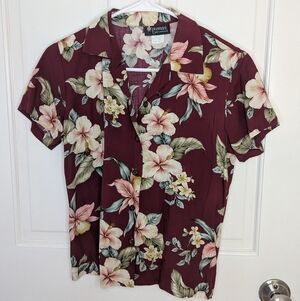 Hawaiian Floral Button Down Shirt Size XS